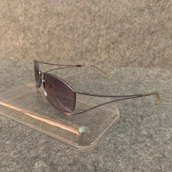 Evita Peroni Hand Made Silver Metal Rectangle Sunglasses - Picture 8 of 15